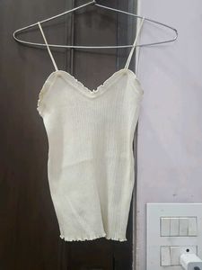 Cream Ribbed Camisole Top
