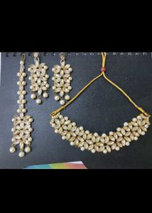 Elegant Pearl &amp; Stone Necklace Set