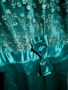 Elegant Teal Lace &amp; Satin Dress