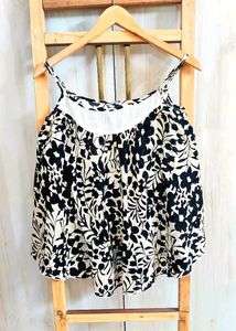 Black &amp; White Floral Camisole Top Size-40