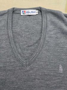Men's Grey V-Neck Pullover