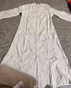 White Floral Print Kurta