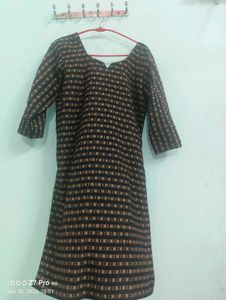 Elegant Black &amp; Brown Printed kurti | 3/4 S