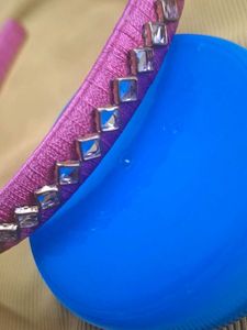 Silk thread pink stone studded hair band
