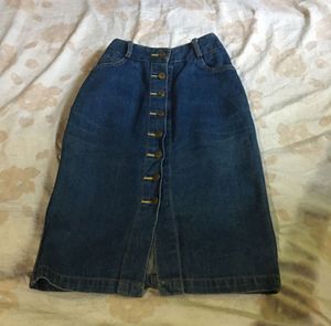 Classic Blue Denim Button-Front Skirt