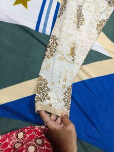 Elegant Cream &amp; Gold Printed Palazzo Pants