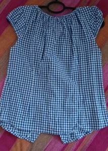 Blue Gingham Check Top