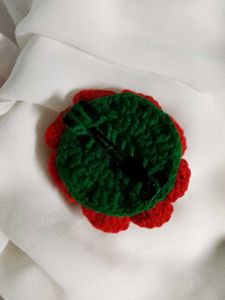 Red Crochet Flower Pin