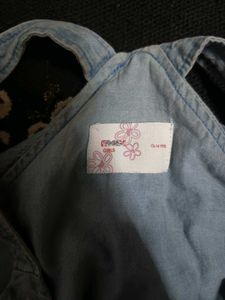 Light Wash Denim Ruffle Top