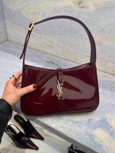 Saint Laurent Red Patent Leather Hobo Bag