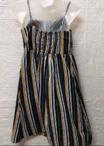 Striped Button-Front Midi Dress