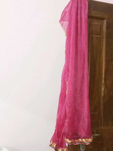 Vibrant Pink Dupatta with Embellished Border