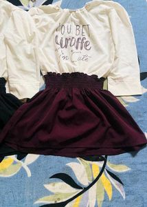 combo Cute Giraffe Print Tops - Set of