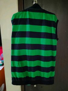 Striped Sleeveless Zip-Up Vest