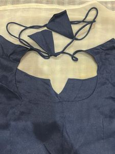 Navy Blue Kurta Set with White Dupatta