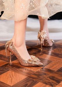 Sparkling Rose Gold Embellished Heels