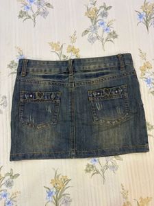 Distressed Denim Mini Skirt