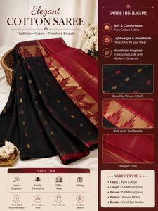 Elegant Black &amp; Red Saree