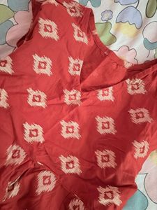 Red Ikat Print Kurta