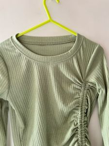 Sage Green Ribbed Long Sleeve Top