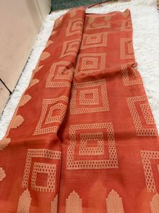 Beautiful Orange Saree with Blouse Piece