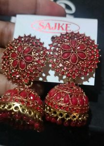 Red Jhumka Earrings - New