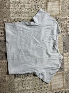 baby blue ripped Henley  button up