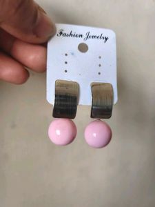 Chic Pink Ball Hoop Earrings