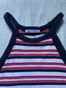 Zara Striped Halter Neck Crop Top