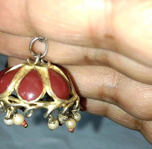 Vintage 80's Fashion Maroon  Matte Finish Jhumka