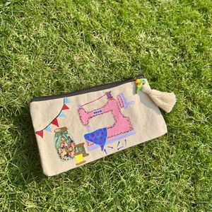 Handmade Embroidered Sewing Machine Pouch