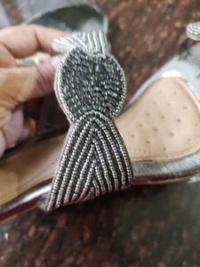 Silver Beaded Thong Sandals....