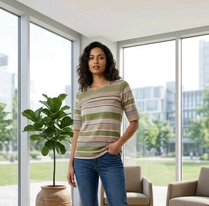 Classic Striped Casual T-Shirt Max L size
