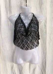 69. Sheer Black Lace Halter Top