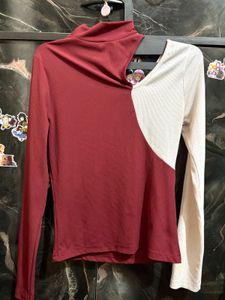 Cutout Mock Neck Long Sleeve Top
