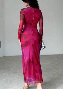 Stunning Red Floral Cutout Maxi Dress