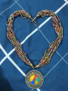 Boho Beaded Necklace with Pendant