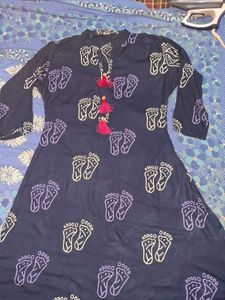 Stylish Navy Kurta with Foot Print Design