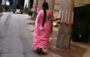 Elegant Pink Saree with White Border
