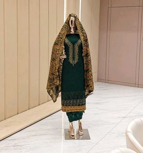 Green Embroidered Unstitched suit set