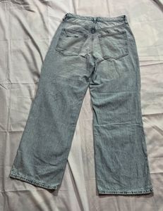 H&amp;M Light Wash Ripped Wide Leg Jeans