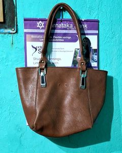 Stylish Brown Faux Leather Tote Bag