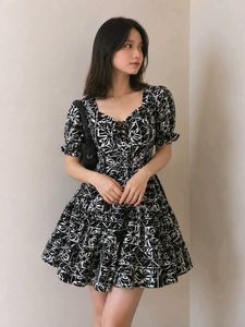 Chic Black &amp; White Print Mini Dress
