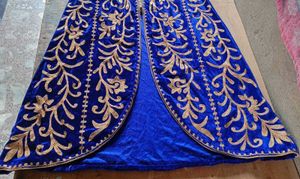 Royal Blue Embroidered Velvet Kurta
