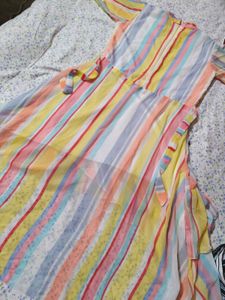 Tiered Striped Midi Gown