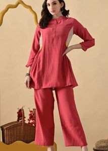 Crochet solid tunic with trousers