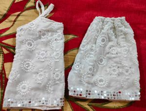 White Embroidered Top &amp; Shorts Set