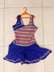 Colorful Striped One-Piece Swimsuit Dress