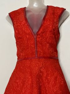 Branded Vibrant Red Lace mini Dress