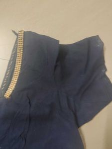 Elegant Navy Blue Embellished Blouse